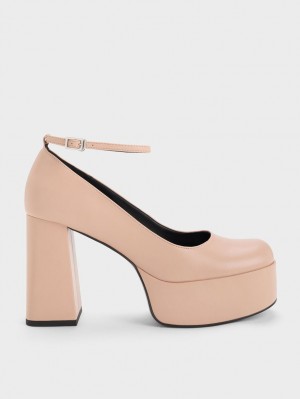 Γοβεσ Charles And Keith Ankle-λουρακια flatforms Μπεζ | 96508-GIKR
