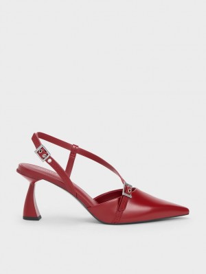 Γοβεσ Charles And Keith Asymmetric Curved Heel Slingback κοκκινα | 84063-ATDM