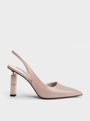 Γοβεσ Charles And Keith Asymmetric Sculptural Heel Μπεζ | 97368-SJBG
