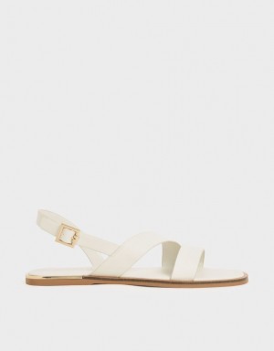 Σανδαλια Charles And Keith Asymmetric λουρακια Slingback ασπρα | 71238-JMGF