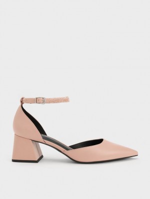 Γοβεσ Charles And Keith Beaded Ankle-λουρακια D'Orsay Μπεζ | 68024-DRJF