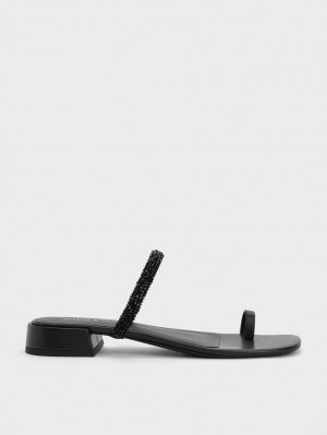 Σανδαλια Charles And Keith Beaded toe-Ring μαυρα | 25691-NKUP