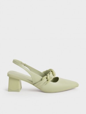 Γοβεσ Charles And Keith Braided Chain-Link Slingback μεντα | 83519-NXZJ