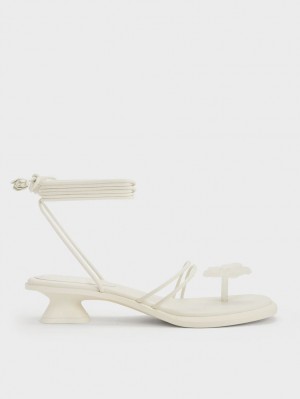 Σανδαλια Charles And Keith Butterfly Tie-Around ασπρα | 32674-YCZP