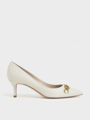 Γοβεσ Charles And Keith Chain Link Pointed toe ασπρα | 90276-MDOR