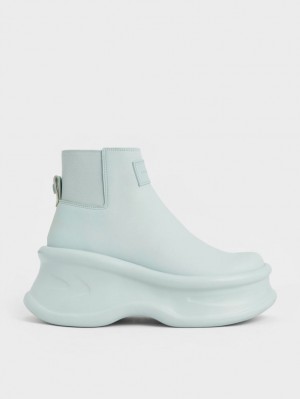Μποτακια Charles And Keith Curved flatforms τυρκουάζ | 30271-PYCT