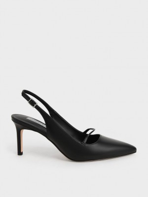 Γοβεσ Charles And Keith Cut-Out Slingback Stiletto μαυρα | 06317-PXNC