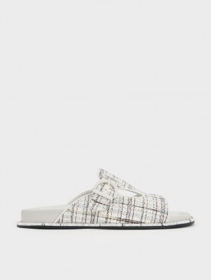 Σαγιοναρεσ Charles And Keith Cut-Out Tweed Buckled ασπρα | 91832-QOHW