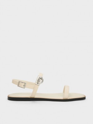 Σανδαλια Charles And Keith Double Metallic πόρπης Μπεζ | 59812-VPNY
