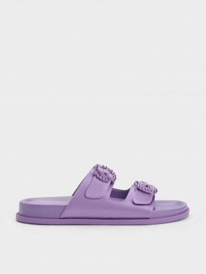 Σαγιοναρεσ Charles And Keith Embellished πόρπης Recycled Polyester μωβ | 80451-YGIZ