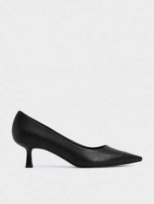 Γοβεσ Charles And Keith Emmy Pointed Kitten Heel μαυρα | 87240-KNSB