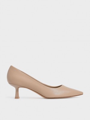 Γοβεσ Charles And Keith Emmy Pointed Kitten Heel Μπεζ | 65471-CWMX