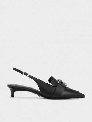 Γοβεσ Charles And Keith Gabine δερματινα Slingback μαυρα | 31074-HUJD