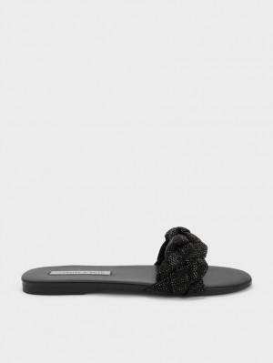 Σαγιοναρεσ Charles And Keith Gem-Embellished Braided λουρακια μαυρα | 28360-WZVG
