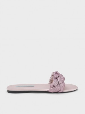 Σαγιοναρεσ Charles And Keith Gem-Embellished Braided λουρακια μωβ | 73096-CYOH