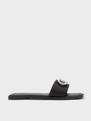 Σαγιοναρεσ Charles And Keith Gem-Embellished Recycled Polyester μαυρα | 81245-CKOL