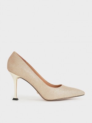 Γοβεσ Charles And Keith Glittered Sculptural Stiletto Heel χρυσο χρωμα | 03162-UGWO