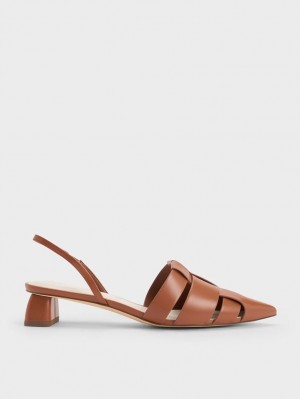 Γοβεσ Charles And Keith Interwoven Slingback καφε | 91830-UEYF
