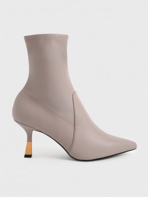 Μποτακια Charles And Keith Kitten Heel γκρι | 29035-AIKU