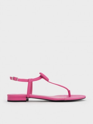 Σανδαλια Charles And Keith Koa Στρινγκ ροζ | 12756-QLFE