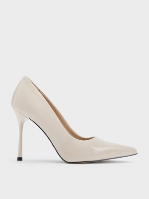 Γοβεσ Charles And Keith Kyra λουστρινι δερματινα ασπρα | 89713-FZJN