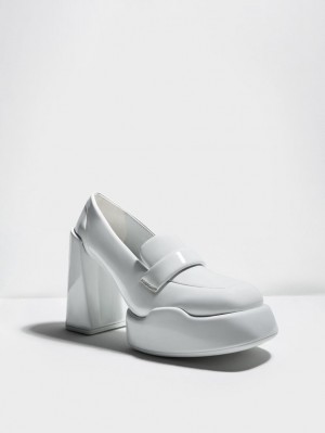 Γοβεσ Charles And Keith Lula λουστρινι Loafer ανοιχτο γκρι | 95106-VINE