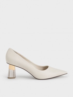 Γοβεσ Charles And Keith Metallic Accent Clear Heel ασπρα | 82069-OXEC