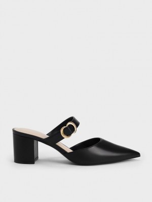 Γοβεσ Charles And Keith Metallic Accent Pointed-toe μαυρα | 19762-YAFZ