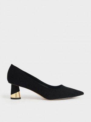 Γοβεσ Charles And Keith Metallic Sculptural Heel Textured μαυρα | 46859-IJNA