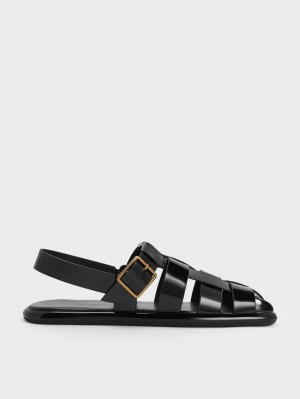 Σανδαλια Charles And Keith Metallic πόρπης Caged λουστρινι Slingback μαυρα | 64752-AGIZ