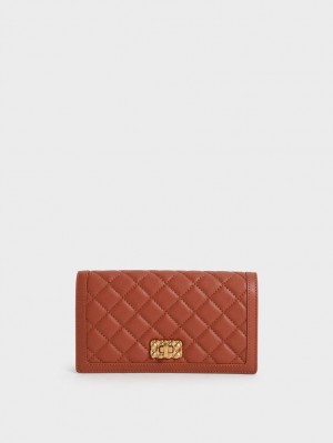 πορτοφολια Charles And Keith Micaela Καπιτονέ Long σκούρο κοκκινα | 86149-VKOI