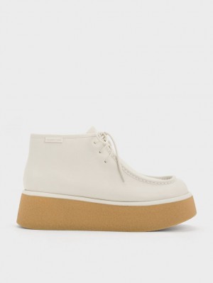 Μποτακια Charles And Keith Molly Flatform κρέμα | 93217-HIXJ