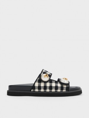Σαγιοναρεσ Charles And Keith Pearl Embellished Gingham Πολύχρωμο | 32415-ALSJ