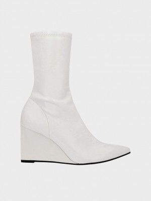 Μποτακια Charles And Keith Pointed-toe Wedge ασπρα | 02436-FDYK