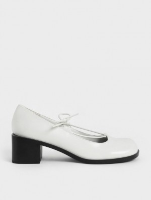 Γοβεσ Charles And Keith Ribbon-Tie Mary Jane ασπρα | 04893-CLVO