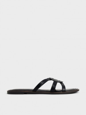 Σαγιοναρεσ Charles And Keith Ring Detail strappy Flats μαυρα | 42730-JOLV