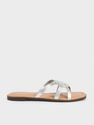 Σαγιοναρεσ Charles And Keith Ring Detail strappy Flats ασημι | 82365-QNYV