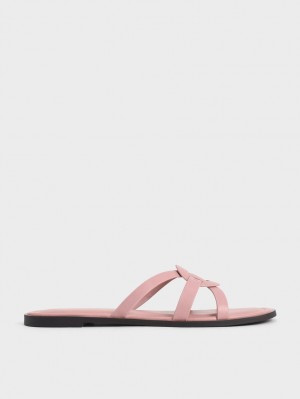 Σαγιοναρεσ Charles And Keith Ring Detail strappy Flats ανοιχτο ροζ | 27586-WZGI