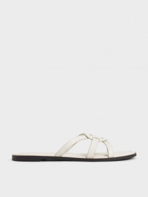 Σαγιοναρεσ Charles And Keith Ring Detail strappy Flats ασπρα | 52039-FNYI