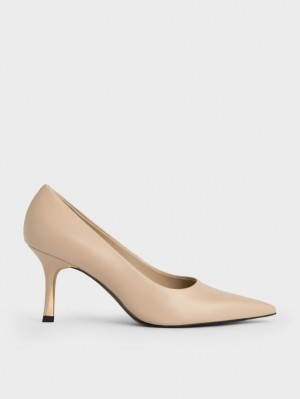 Γοβεσ Charles And Keith Sculptural Heel Pointed-toe Μπεζ | 25486-HCKT