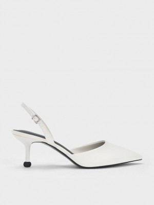 Γοβεσ Charles And Keith Sculptural Heel Slingback ασπρα | 69528-YQZE