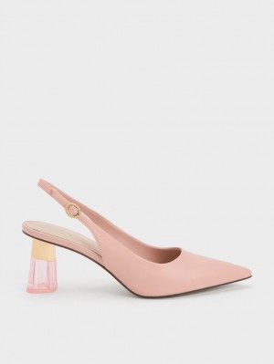 Γοβεσ Charles And Keith See-Through Trapeze Heel Slingback ροζ | 15987-SHMZ
