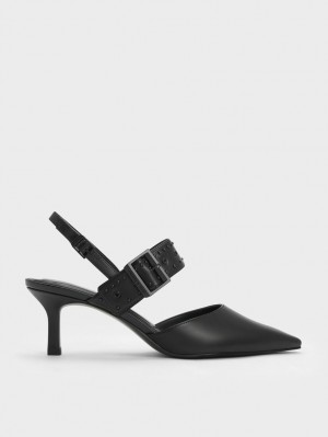 Γοβεσ Charles And Keith Sepphe Grommet Slingback μαυρα | 60713-JSLF