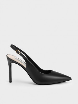 Γοβεσ Charles And Keith Stiletto Heel Slingback μαυρα | 01926-PZJH