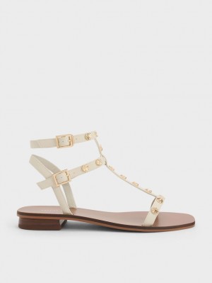 Σανδαλια Charles And Keith Studded Gladiator κρέμα | 79860-DTPR