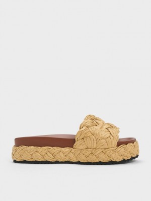 Σαγιοναρεσ Charles And Keith Tali Raffia Braided σκούρο καφε | 24680-QSAU