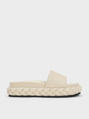 Σαγιοναρεσ Charles And Keith Tali δερματινα Braided Μπεζ | 05863-FJTZ