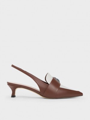 Γοβεσ Charles And Keith Trice Metallic Accent Pointed-toe Slingback καφε | 34916-XOSM