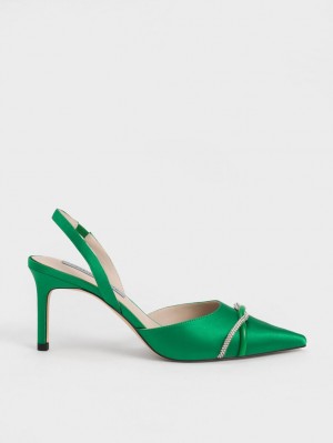 Γοβεσ Charles And Keith Twist Detail Satin Slingback πρασινο | 79821-YLOR