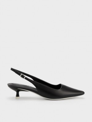 Γοβεσ Charles And Keith Vita Square-toe Slingback μαυρα | 21735-XMZN